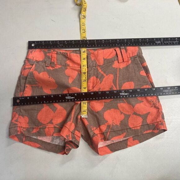Ann Taylor LOFT Women’s Linen Blend Shorts Orange & Brown Size ￼0 Inseam 4” - Picture 7 of 9